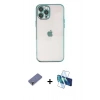 MARSİLYAN™- iPhone 12 Pro Max Kılıf Vadi Minimal - Siyah 3D Antistatik Cam Ekran Koruyucu + Metal Kamera Lens Koruma Cam - GD