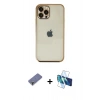 MARSİLYAN™- iPhone 12 Pro Max Kılıf Vadi Minimal - Siyah 3D Antistatik Cam Ekran Koruyucu + Metal Kamera Lens Koruma Cam - GD