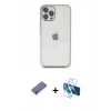 MARSİLYAN™- iPhone 12 Pro Max Kılıf Vadi Minimal - Siyah 3D Antistatik Cam Ekran Koruyucu + Metal Kamera Lens Koruma Cam - GD