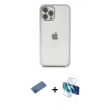 MARSİLYAN™- iPhone 12 Pro Max Kılıf Vadi Minimal - Siyah 3D Antistatik Cam Ekran Koruyucu + Shine Kamera Lens Koruma Cam - GD