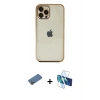 MARSİLYAN™- iPhone 12 Pro Max Kılıf Vadi Minimal - Siyah 3D Antistatik Cam Ekran Koruyucu + Shine Kamera Lens Koruma Cam - GD