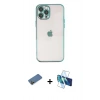 MARSİLYAN™- iPhone 12 Pro Max Kılıf Vadi Minimal - Siyah 3D Antistatik Cam Ekran Koruyucu + Shine Kamera Lens Koruma Cam - GD