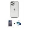 MARSİLYAN™- iPhone 12 Pro Max Kılıf Vadi Minimal - Siyah 3D Antistatik Cam Ekran Koruyucu + Neon Fosforlu Kamera Lens - MI