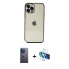 MARSİLYAN™- iPhone 12 Pro Max Kılıf Vadi Minimal - Siyah 3D Antistatik Cam Ekran Koruyucu + Neon Fosforlu Kamera Lens - MI