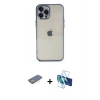 MARSİLYAN™- iPhone 12 Pro Max Kılıf Vadi Minimal - Siyah 3D Antistatik Cam Ekran Koruyucu + Renkli Kamera Lens Koruma Cam - SI