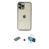 MARSİLYAN™- iPhone 12 Pro Max Kılıf Vadi Minimal - Siyah 3D Antistatik Cam Ekran Koruyucu + Renkli Kamera Lens Koruma Cam - SI