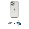 MARSİLYAN™- iPhone 12 Pro Max Kılıf Vadi Minimal - Siyah 3D Antistatik Cam Ekran Koruyucu + Renkli Kamera Lens Koruma Cam - SI