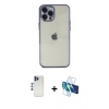 MARSİLYAN™- iPhone 12 Pro Max Kılıf Vadi Minimal - Siyah 3D Antistatik Cam Ekran Koruyucu + Shine Kamera Lens - LT