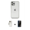 MARSİLYAN™- iPhone 12 Pro Max Kılıf Vadi Minimal - Siyah 3D Antistatik Hayalet Cam Ekran Koruyucu + Shine Kamera Lens - GD