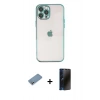MARSİLYAN™- iPhone 12 Pro Max Kılıf Vadi Minimal - Siyah 3D Antistatik Hayalet Cam Ekran Koruyucu + Shine Kamera Lens Koruma Cam - GS