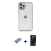 MARSİLYAN™- iPhone 12 Pro Max Kılıf Vadi Minimal - Siyah 3D Antistatik Hayalet Cam Ekran Koruyucu + Shine Kamera Lens Koruma Cam - GS
