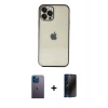 MARSİLYAN™- iPhone 12 Pro Max Kılıf Vadi Minimal - Siyah 3D Antistatik Hayalet Cam Ekran Koruyucu + Mavi Neon Fosforlu Kamera Lens