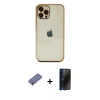 MARSİLYAN™- iPhone 12 Pro Max Kılıf Vadi Minimal - Siyah 3D Antistatik Hayalet Cam Ekran Koruyucu + Metal Kamera Lens Koruma Cam - GD