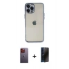 MARSİLYAN™- iPhone 12 Pro Max Kılıf Vadi Minimal - Siyah 3D Antistatik Hayalet Cam Ekran Koruyucu + Neon Fosforlu Kamera Lens - TU