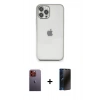 MARSİLYAN™- iPhone 12 Pro Max Kılıf Vadi Minimal - Siyah 3D Antistatik Hayalet Cam Ekran Koruyucu + Neon Fosforlu Kamera Lens - TU