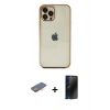 MARSİLYAN™- iPhone 12 Pro Max Kılıf Vadi Minimal - Siyah 3D Antistatik Hayalet Cam Ekran Koruyucu + Renkli Kamera Lens Koruma Cam - TU