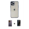 MARSİLYAN™- iPhone 12 Pro Max Kılıf Vadi Minimal - Siyah 3D Antistatik Hayalet Cam Ekran Koruyucu + Neon Fosforlu Kamera Lens - SI