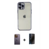 MARSİLYAN™- iPhone 12 Pro Max Kılıf Vadi Minimal - Siyah 3D Antistatik Hayalet Cam Ekran Koruyucu + Neon Fosforlu Kamera Lens - SI