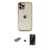 MARSİLYAN™- iPhone 12 Pro Max Kılıf Vadi Minimal - Siyah 3D Antistatik Hayalet Cam Ekran Koruyucu + Renkli Kamera Lens Koruma Cam - SI
