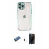 MARSİLYAN™- iPhone 12 Pro Max Kılıf Vadi Minimal - Siyah 3D Antistatik Hayalet Cam Ekran Koruyucu + Shine Kamera Lens Koruma Cam - GD