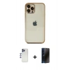 MARSİLYAN™- iPhone 12 Pro Max Kılıf Vadi Minimal - Siyah 3D Antistatik Hayalet Cam Ekran Koruyucu + Shine Kamera Lens - LT