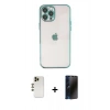MARSİLYAN™- iPhone 12 Pro Max Kılıf Vadi Minimal - Siyah 3D Antistatik Hayalet Cam Ekran Koruyucu + Shine Kamera Lens - GD