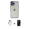 MARSİLYAN™- iPhone 12 Pro Max Kılıf Vadi Minimal - Siyah 3D Antistatik Hayalet Cam Ekran Koruyucu + Shine Kamera Lens - LT