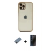 MARSİLYAN™- iPhone 12 Pro Max Kılıf Vadi Minimal - Siyah 3D Antistatik Hayalet Cam Ekran Koruyucu + Shine Kamera Lens Koruma Cam - SH