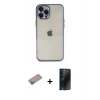 MARSİLYAN™- iPhone 12 Pro Max Kılıf Vadi Minimal - Siyah 3D Antistatik Hayalet Cam Ekran Koruyucu + Sierra Blue Shine Kamera Lens Koruma Cam