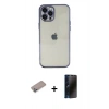 MARSİLYAN™- iPhone 12 Pro Max Kılıf Vadi Minimal - Siyah 3D Antistatik Hayalet Cam Ekran Koruyucu + Sierra Blue Shine Kamera Lens Koruma Cam
