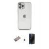 MARSİLYAN™- iPhone 12 Pro Max Kılıf Vadi Minimal - Siyah 3D Antistatik Hayalet Cam Ekran Koruyucu + Sierra Blue Shine Kamera Lens Koruma Cam