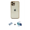 MARSİLYAN™- iPhone 12 Pro Max Kılıf Vadi Minimal - Siyah 3D Antistatik Seramik Nano Ekran Koruyucu + Shine Kamera Lens Koruma Cam - MI