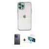 MARSİLYAN™- iPhone 12 Pro Max Kılıf Vadi Minimal - Siyah 3D Antistatik Seramik Nano Ekran Koruyucu + Neon Fosforlu Kamera Lens - MI