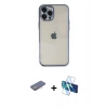 MARSİLYAN™- iPhone 12 Pro Max Kılıf Vadi Minimal - Siyah 3D Antistatik Seramik Nano Ekran Koruyucu + Renkli Kamera Lens Koruma Cam - PE