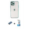 MARSİLYAN™- iPhone 12 Pro Max Kılıf Vadi Minimal - Siyah 5D Eko Cam Ekran Koruyucu + Gold Shine Kamera Lens Koruma Cam