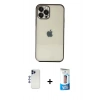 MARSİLYAN™- iPhone 12 Pro Max Kılıf Vadi Minimal - Siyah 5D Eko Cam Ekran Koruyucu + Lacivert Shine Kamera Lens