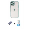 MARSİLYAN™- iPhone 12 Pro Max Kılıf Vadi Minimal - Siyah 5D Eko Cam Ekran Koruyucu + Metal Kamera Lens Koruma Cam - GD