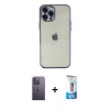 MARSİLYAN™- iPhone 12 Pro Max Kılıf Vadi Minimal - Siyah 5D Eko Cam Ekran Koruyucu + Neon Fosforlu Kamera Lens - BZ