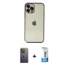 MARSİLYAN™- iPhone 12 Pro Max Kılıf Vadi Minimal - Siyah 5D Eko Cam Ekran Koruyucu + Neon Fosforlu Kamera Lens - YL