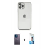 MARSİLYAN™- iPhone 12 Pro Max Kılıf Vadi Minimal - Siyah 5D Eko Cam Ekran Koruyucu + Neon Fosforlu Kamera Lens - MI