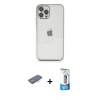 MARSİLYAN™- iPhone 12 Pro Max Kılıf Vadi Minimal - Siyah 5D Eko Cam Ekran Koruyucu + Renkli Kamera Lens Koruma Cam - TU