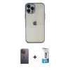 MARSİLYAN™- iPhone 12 Pro Max Kılıf Vadi Minimal - Siyah 5D Eko Cam Ekran Koruyucu + Neon Fosforlu Kamera Lens - SI