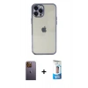 MARSİLYAN™- iPhone 12 Pro Max Kılıf Vadi Minimal - Siyah 5D Eko Cam Ekran Koruyucu + Neon Fosforlu Kamera Lens - SI