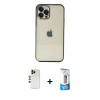 MARSİLYAN™- iPhone 12 Pro Max Kılıf Vadi Minimal - Siyah 5D Eko Cam Ekran Koruyucu + Shine Kamera Lens - GD
