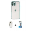 MARSİLYAN™- iPhone 12 Pro Max Kılıf Vadi Minimal - Siyah 5D Eko Cam Ekran Koruyucu + Shine Kamera Lens - GD