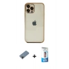 MARSİLYAN™- iPhone 12 Pro Max Kılıf Vadi Minimal - Siyah 5D Eko Cam Ekran Koruyucu + Siyah Shine Kamera Lens Koruma Cam