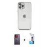 MARSİLYAN™- iPhone 12 Pro Max Kılıf Vadi Minimal - Siyah 5D Eko Cam Ekran Koruyucu + Neon Fosforlu Kamera Lens - TU
