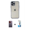 MARSİLYAN™- iPhone 12 Pro Max Kılıf Vadi Minimal - Siyah 5D Eko Cam Ekran Koruyucu + Neon Fosforlu Kamera Lens - TU