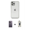 MARSİLYAN™- iPhone 12 Pro Max Kılıf Vadi Minimal - Siyah Bilvis Hayalet Cam Ekran Koruyucu + Neon Fosforlu Kamera Lens - BZ
