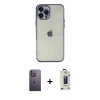 MARSİLYAN™- iPhone 12 Pro Max Kılıf Vadi Minimal - Siyah Bilvis Hayalet Cam Ekran Koruyucu + Neon Fosforlu Kamera Lens - BZ